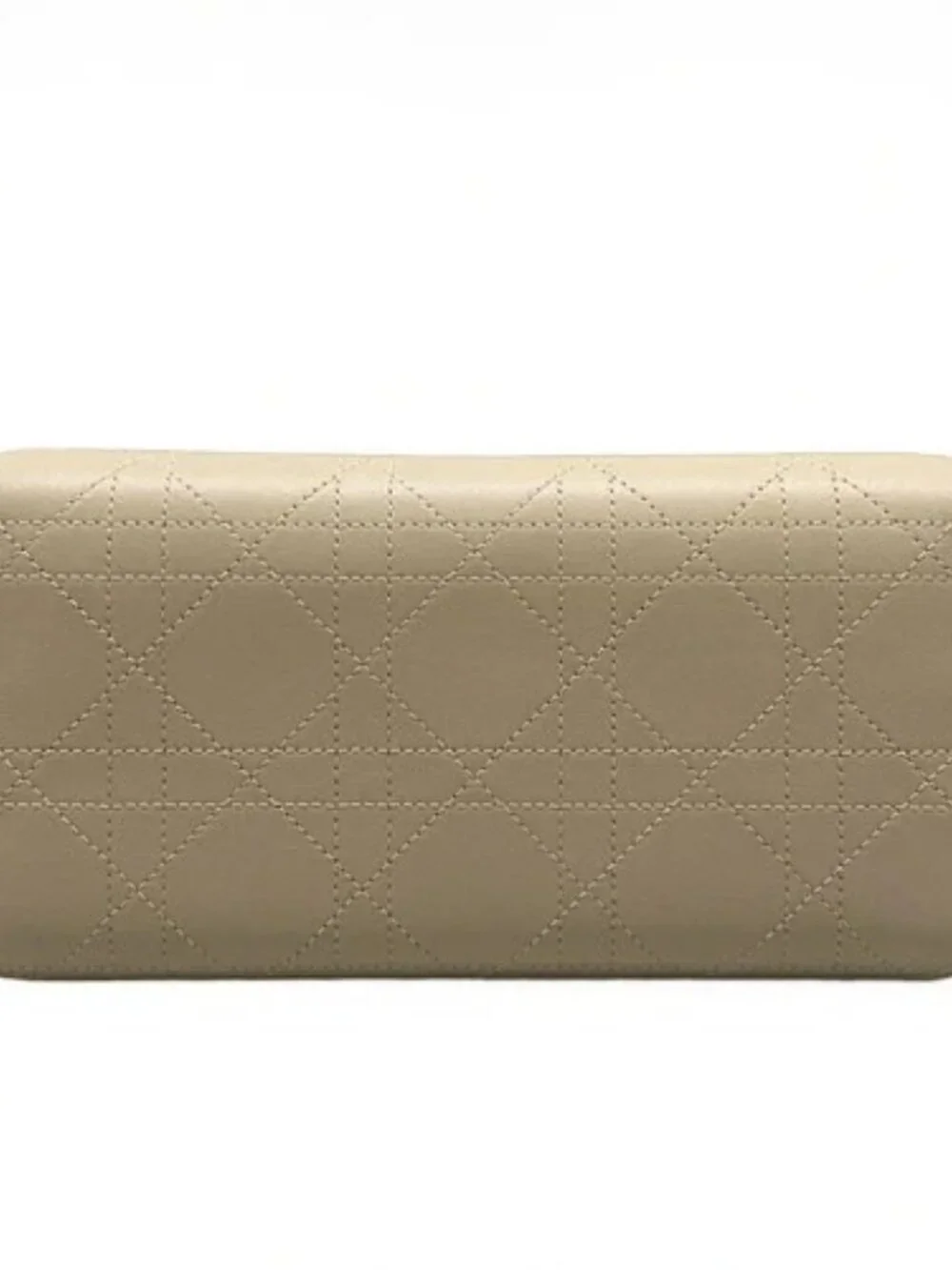 DIOR/ChristianDior Cannage Stitch S4608OSQM73UU Beige Leather Long Wallet